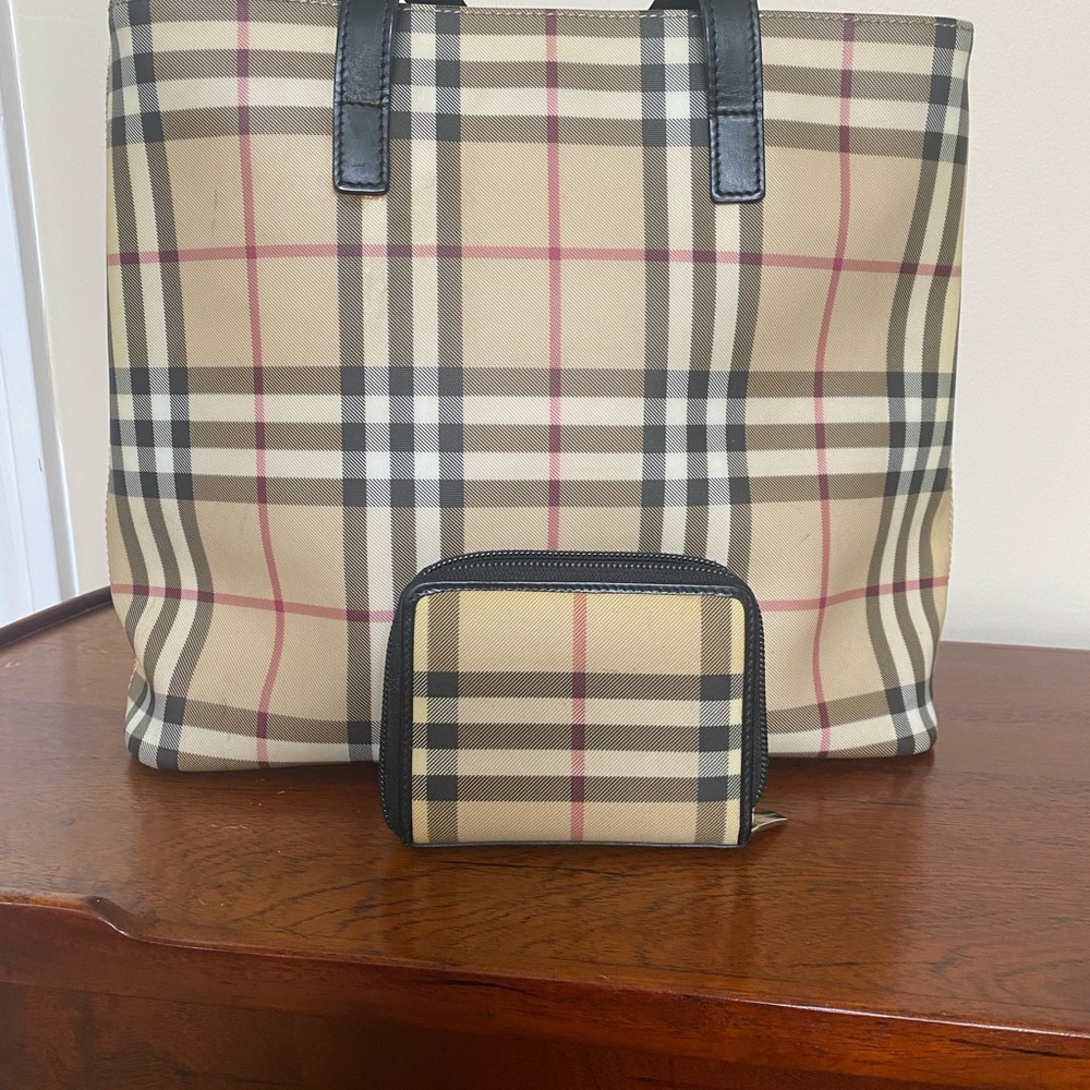 Authentic Burberry Tote and Wallet